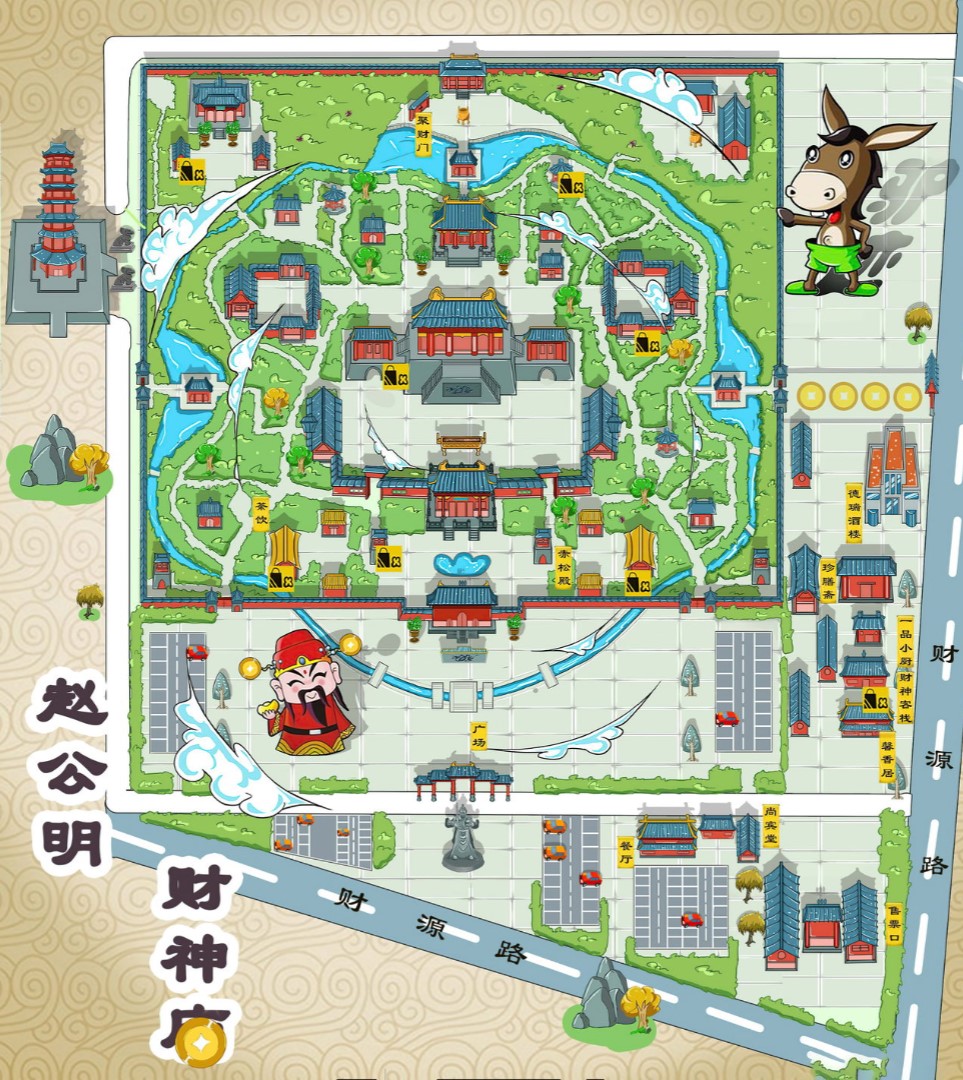 喀喇沁寺庙类手绘地图